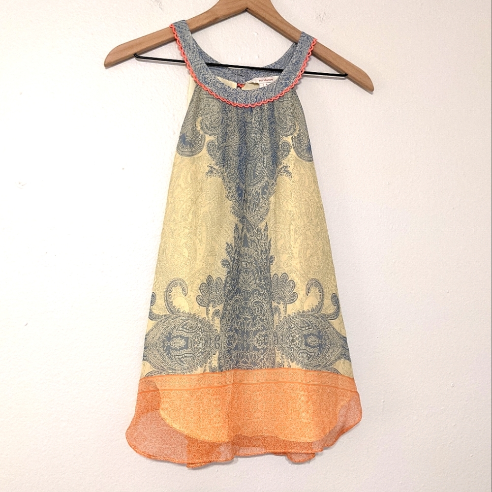 Sundance Silk Paisley Boho Tank sz 4